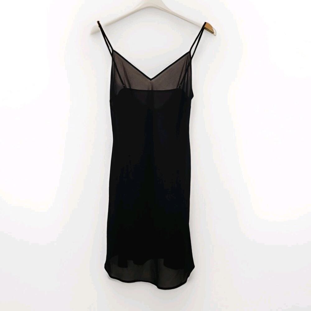 rag & bone Slip Dress Black Silk Blend Sheer V-Neck Strap Sleeveless Sz S Small